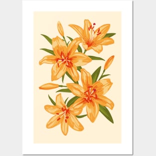 Orange Lilies. Flower illustration Posters and Art